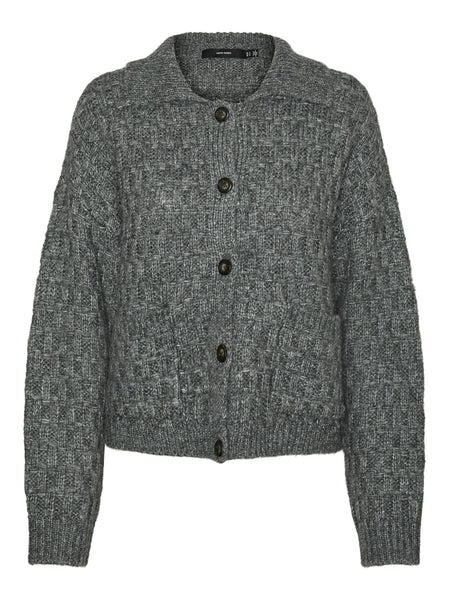 VM Chunky Collared Button Front Cardigan In Grey