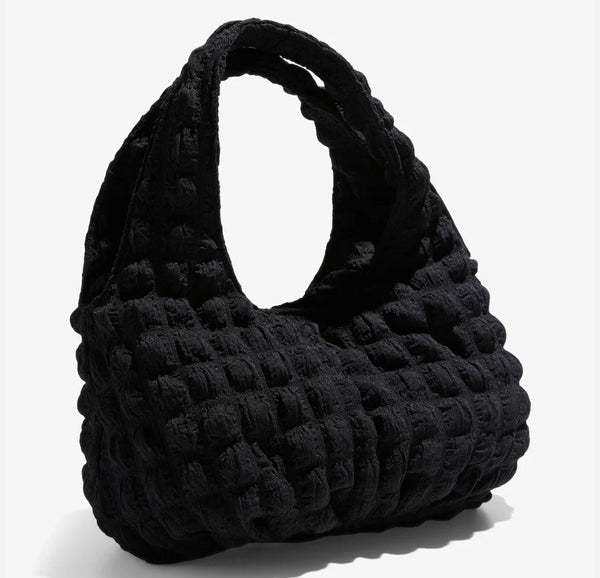 Pieces Black Textured Waffle Shoulder Bag