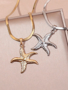 Starfish Snakechain Necklace In Gold Or Silver