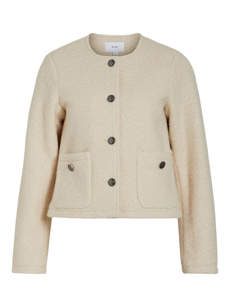 Vila Long Sleeve Short Jacket In Birch