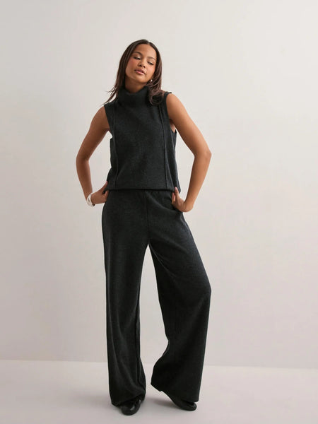 Only Knitted Sleeveless Rollneck Co-ord In Dark Grey