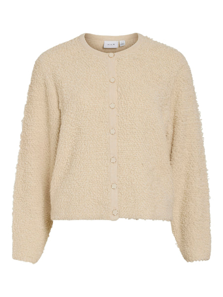 Vila Boucle Cardigan In Cream