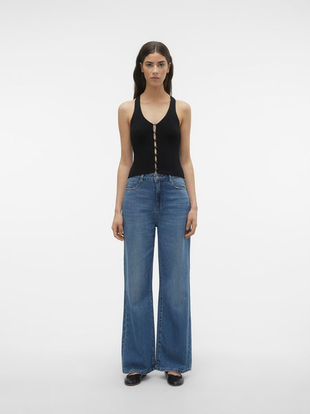 VM Kathy High Rise Wide Leg Jeans In Medium Blue