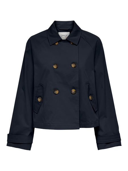 Only Navy Short Trench Coat