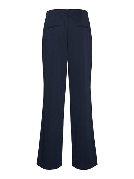 VM Tie Waist Wide Leg Tailored Trousers In Navy