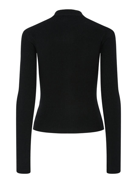 Pieces Ribbed Zip Front Cardigan In Black