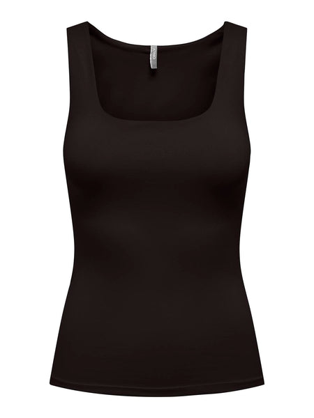 Only Reversible Square Neck Sleeveless Vest Top In Black