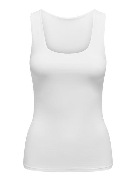 Only Reversible Square Neck Sleeveless Vest Top In Cloud Dancer