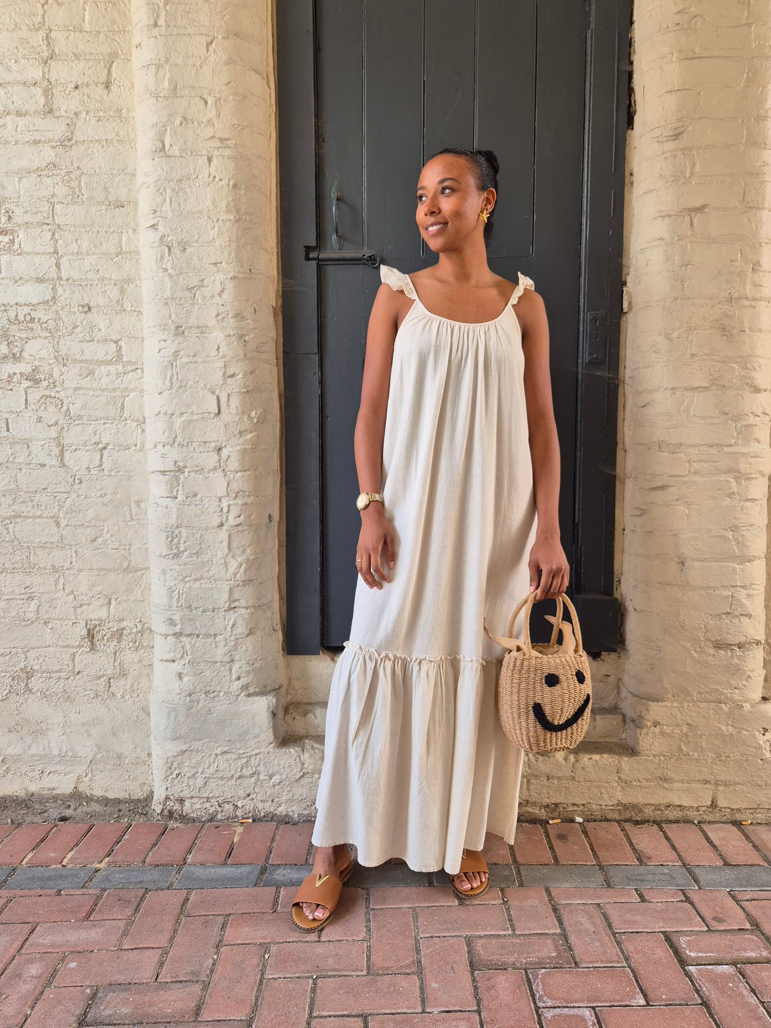 Pieces Sleeveless Linen Maxi Dress