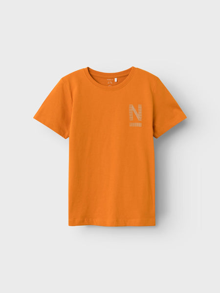 Boys Printed Back Tshirt In Orange