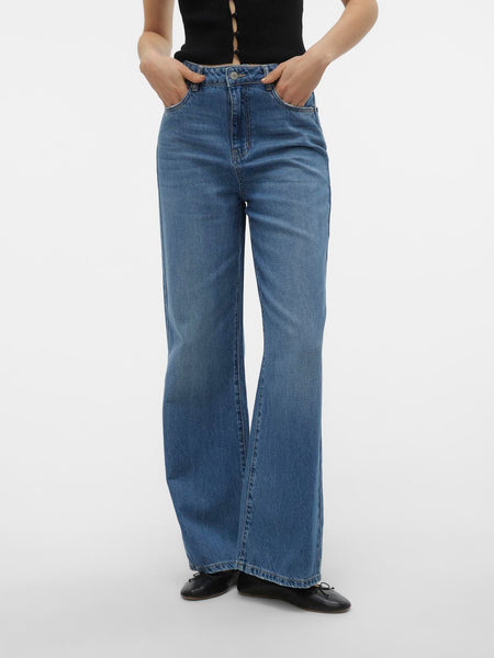 VM Kathy High Rise Wide Leg Jeans In Medium Blue