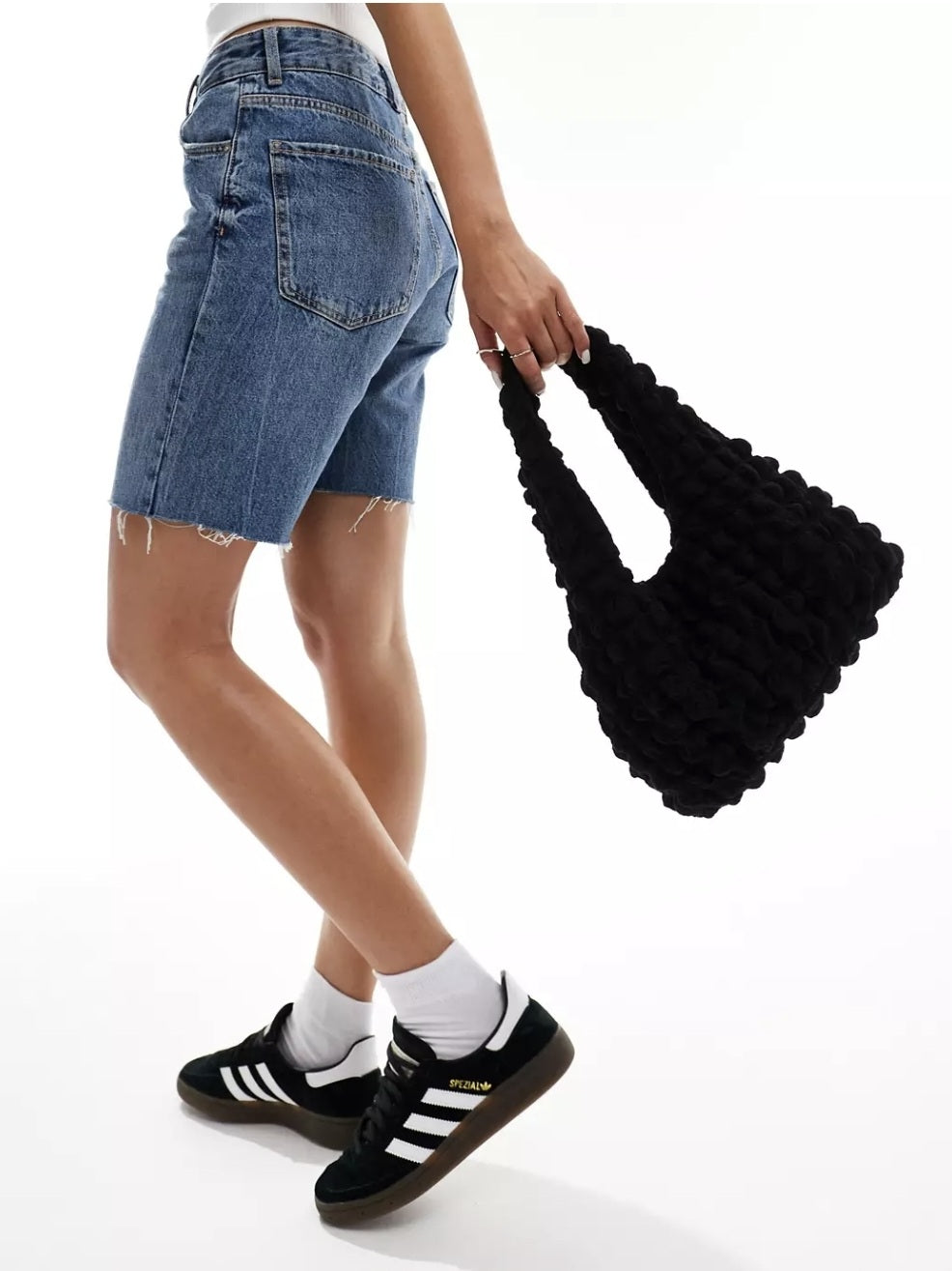 Pieces Black Textured Waffle Shoulder Bag