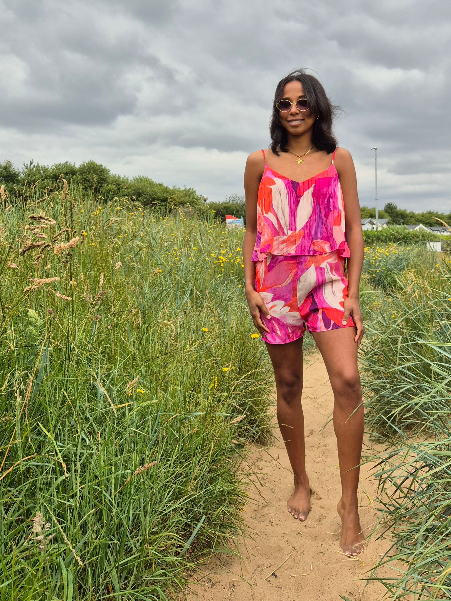 Only Sleeveless Coral Rose Playsuit