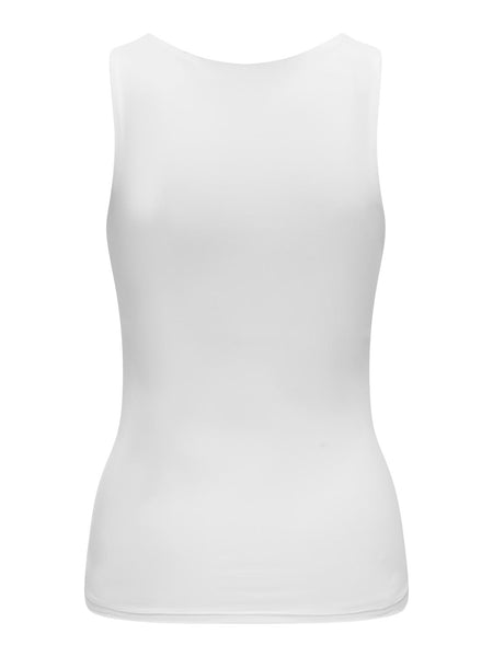 Only Reversible Square Neck Sleeveless Vest Top In Cloud Dancer