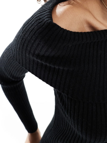 Only Off The Shoulder Knit In Black