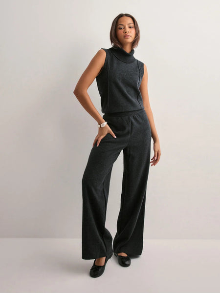 Only Knitted Sleeveless Rollneck Co-ord In Dark Grey