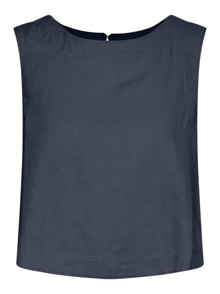 Pieces Navy Linen Sleeveless Top