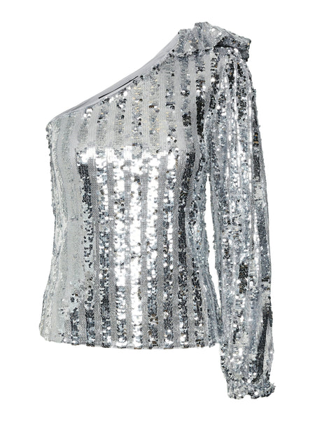 VM Silver Sequin One Shoulder Top