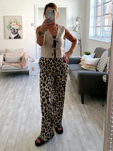 Pieces High Waist Leopard Print Trousers