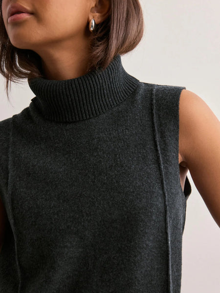 Only Knitted Sleeveless Rollneck Co-ord In Dark Grey