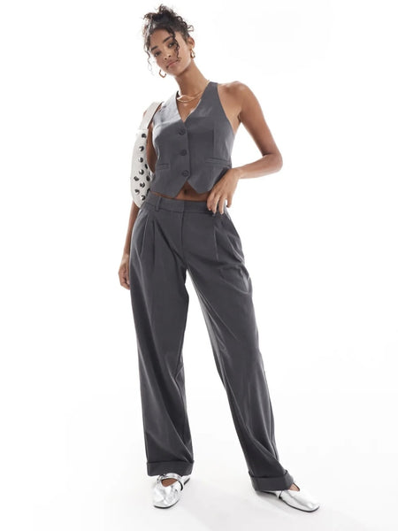 Only Waistcoat & Trouser Co-ord In Grey