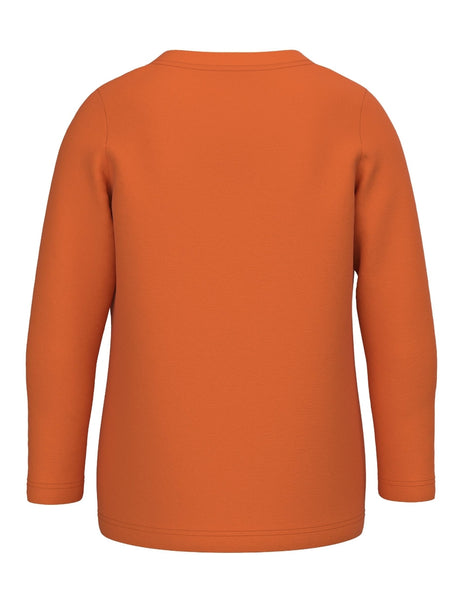 Girls Mini Long Sleeve Printed Top In Orange