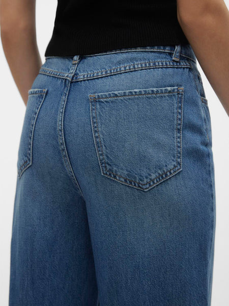 VM Kathy High Rise Wide Leg Jeans In Medium Blue