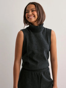 Only Knitted Sleeveless Rollneck Co-ord In Dark Grey