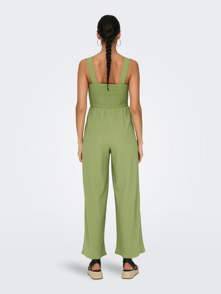 Only Sleeveless Smock Jumpsuit In Green