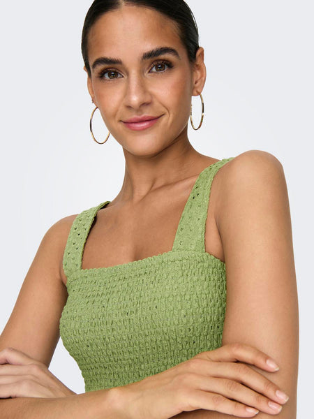 Only Sleeveless Smock Jumpsuit In Green