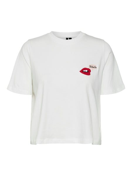 VM White Boxy Oh La La Printed Tshirt