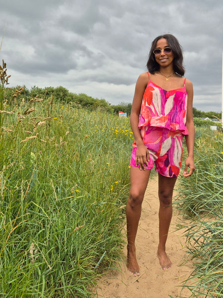 Only Sleeveless Coral Rose Playsuit