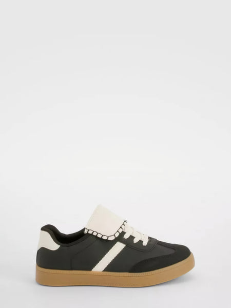 Black & White Lace Up Low Top Trainers