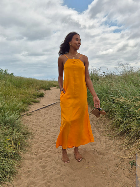 Vila Maxi Cami Dress In Orange