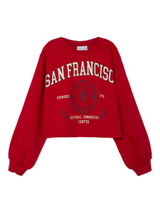 Girls Red Cropped Sweatshirt