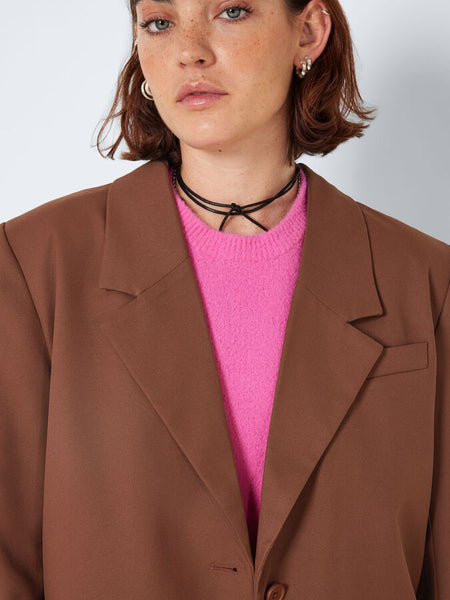 Noisy May Brown Oversized Dad Blazer